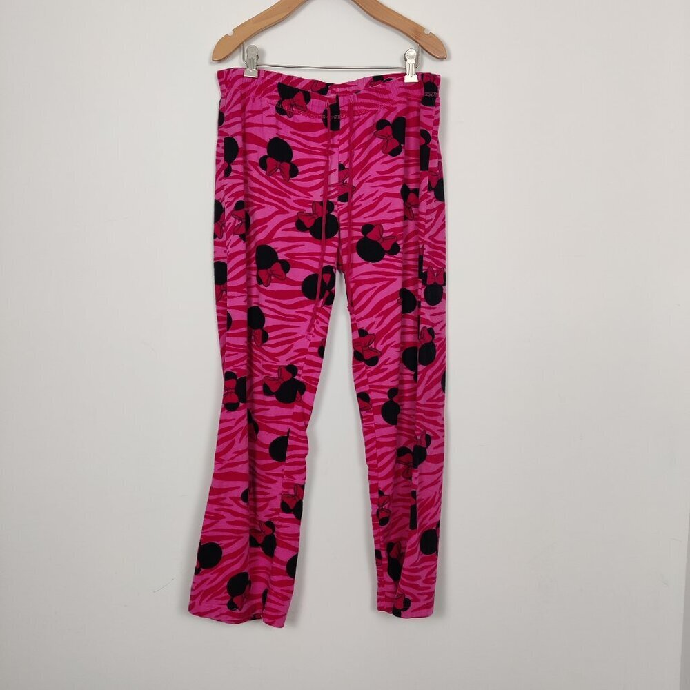 Disney Women's Minnie Mouse Flannel Loungewear Pajama Pants in Pink Size Medium